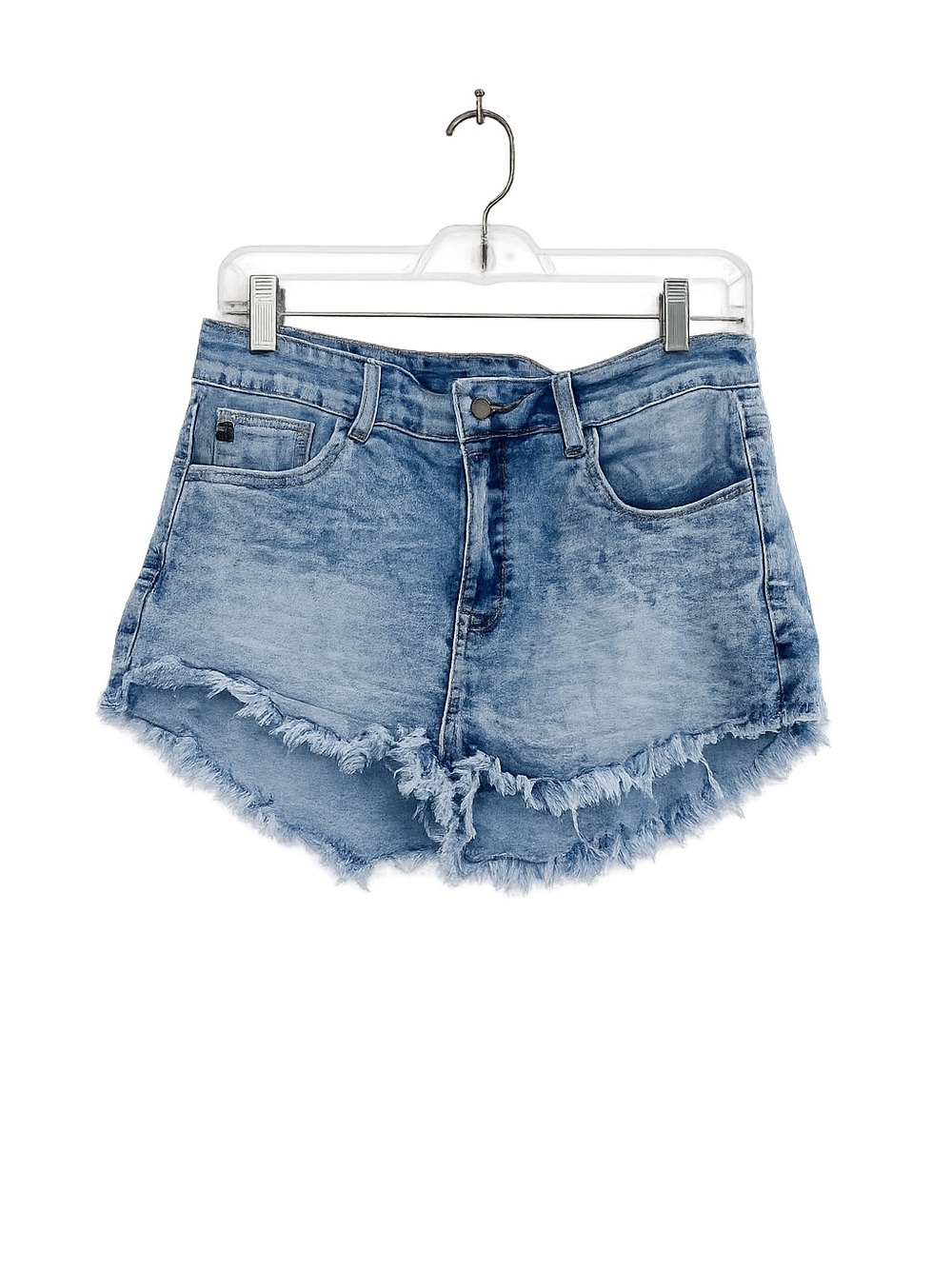 KanCan Light Wash Frayed Hem Denim Shorts 30